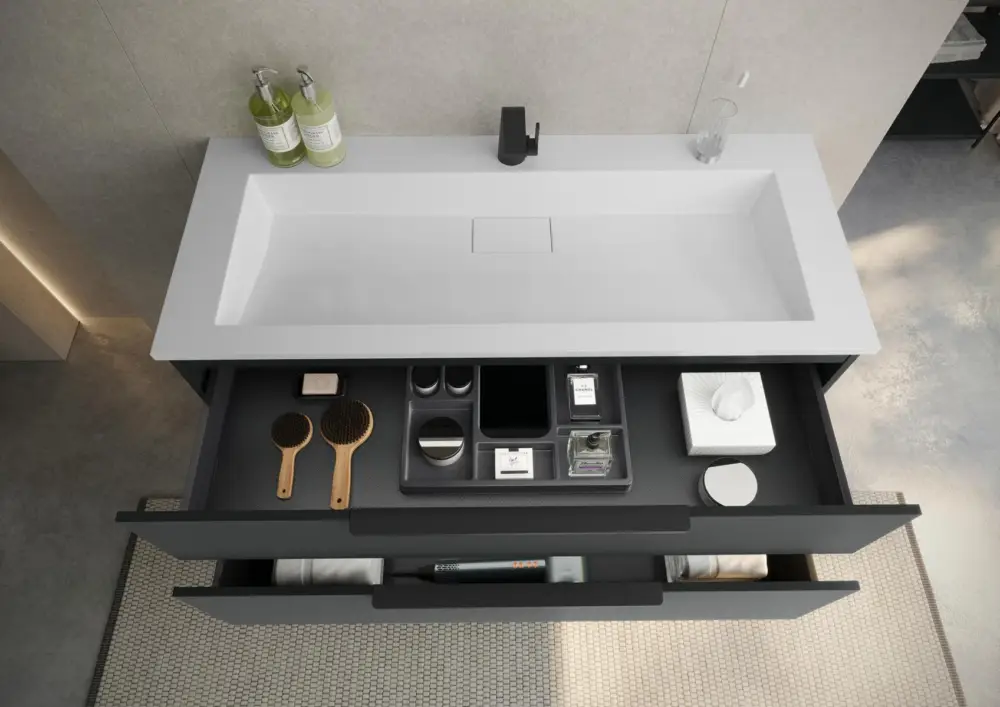 Badmöbel Cubo 120 cm Einzelwaschtisch mit Unterschrank, Made in Germany Gratis Versand