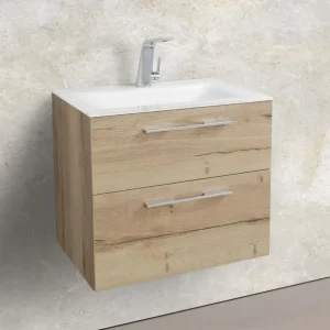 Zafiro - Badmöbelset 60 cm mit Glaswaschbecken Optiwhite und Unterschrank Sofort Bestellen