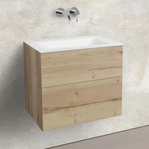 Zafiro - Badmöbelset 60 cm mit Glaswaschbecken Optiwhite und grifflosem Unterschrank Günstig