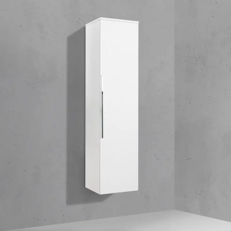 Beliebt Hochschrank Seitenschrank mit Griffleiste Bad, H/B/T 141,6/35/32,5cm, weiß hochglanz vormontiert