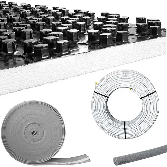 Versand Am Gleichen Tag 67 m² Fußbodenheizung-Set - Noppensystem - 30 mm Wärme-Trittschall-Dämmung - Alu-Verbundrohr 16 x 2 mm DVGW