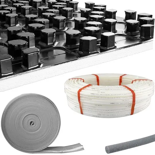 Aktuell 265 m² Fußbodenheizung-Set - Noppensystem - 11 mm Wärme-Dämmung - hohe Tragkraft - PE-RT 5-Schichtrohr 16 x 2 mm
