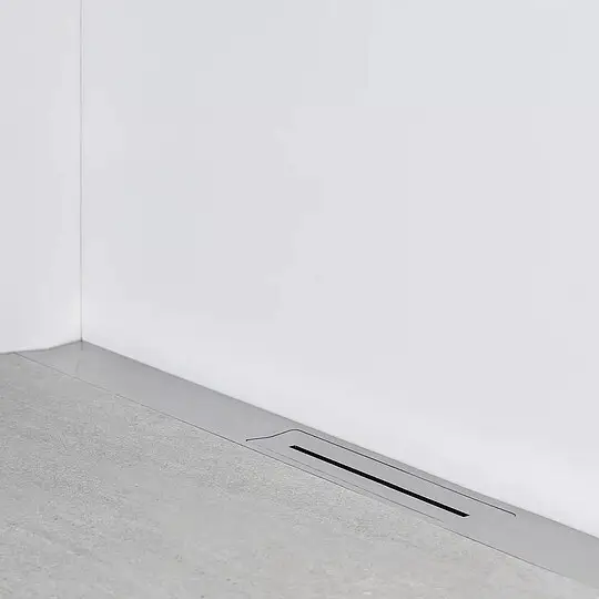 Combia Duschrinne flach, drehbarer Mittenablauf, Duschprofil Edelstahl matt gebürstet, Flach-Siphon, Länge 1000 mm Kostenfreie Lieferung