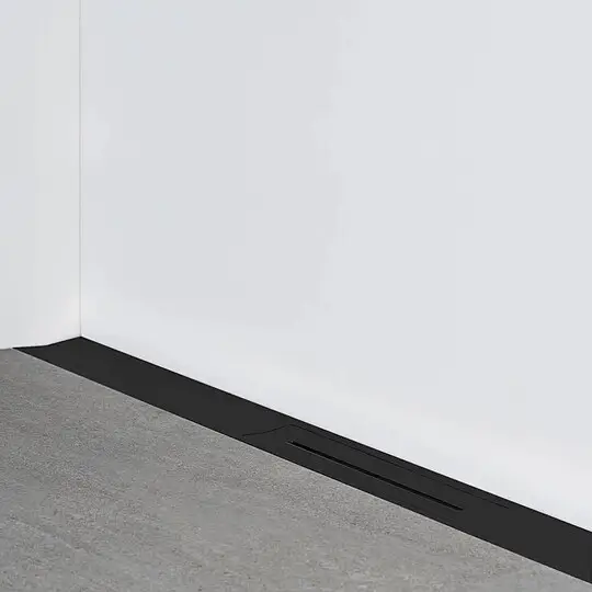 Ausverkauf Combia Duschrinne flach, drehbarer Mittenablauf, Duschprofil Edelstahl schwarz matt, Flach-Siphon, Länge 700 mm