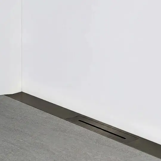Combia Duschrinne flach, drehbarer Mittenablauf, Duschprofil Edelstahl schwarz chrom gebürstet, Flach-Siphon, Länge 1000 mm Top-Seller