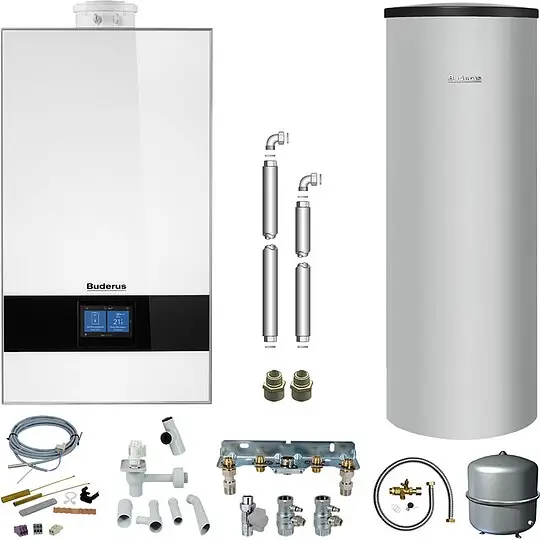 Buderus GB182i.2 Logaplus Gas-Brennwert Paket W42 weiß mit Regelung BC400 und Warmwasserspeicher SU200 - 20 kW - 7739621364 Jetzt Bestellen