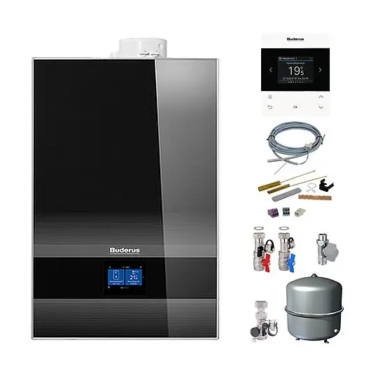 Mega-Angebot Buderus GB192i.2 Logaplus Gas-Brennwert Paket W50S schwarz mit Regelung BC400 und Fernbedienung RC220 - 15 kW - 7739621207