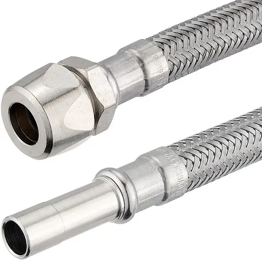 Flexibler Verbindungsschlauch - 1 x Klemmverschraubung und 1 x Rohrstutzen 10 mm - Länge 500 mm Solange Der Vorrat Reicht