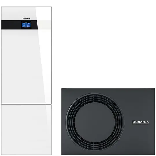 Neue Kollektion Buderus Luft-Wasser-Wärmepumpe Logaplus WLW186i-7 AR T180 mit integriertem Warmwasserspeicher 180l, weiß - 7739624127