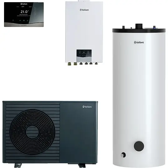 Echt Vaillant Wärmepumpenpaket 4.3332 aroTHERM plus VWL 55/8.1 A S2 mit Hydraulikstation, Speicher 250 l, Regelung VRC 720/3 - 8000044761