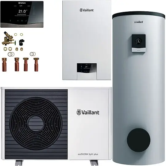 Jetzt Bestellen Vaillant Wärmepumpenpaket 4.0313 aroTHERM Split plus VWL 35/8.2 AS S2 mit Hydraulikstation, Speicher 300 l, Regelung VRC 720/3 - 8000041066