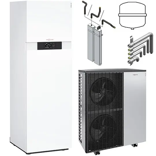Viessmann Luft/Wasser-Wärmepumpe Vitocal 222-A AWOT-E-AC 221.A13 400V mit Regelung Vitotronic 200 + Pufferspeicher 100-E SVPA 42l, Anschluss links/rechts - Z017626 Schnäppchen