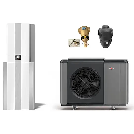 Billig WOLF Wärmepumpen-Center-Paket CHC-Monoblock 10/300-50 inklusive CHA10/400V, Warmwasserspeicher, Reihenpufferspeicher, Bedienmodul + Zubehör - 9146845W02