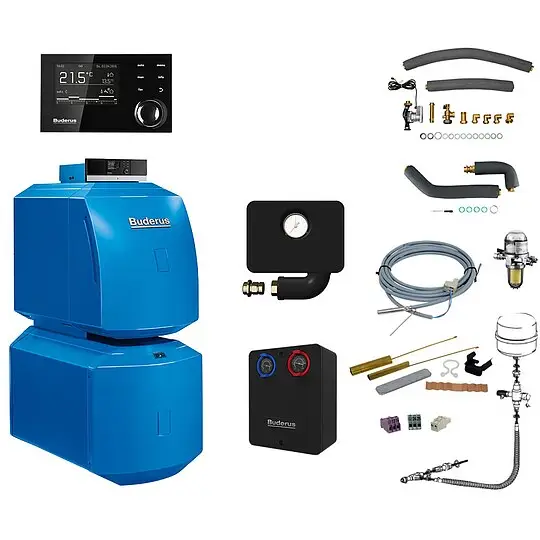 Buderus GB125 Logaplus Öl-Brennwert Heizungspaket K31 mit Regelung RC310 und Warmwasserspeicher LT 160, 18 kW Neue Ware