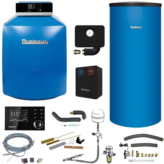 Buderus GB125 Logaplus Öl-Brennwert Heizungspaket K32 mit Regelung RC310 und Warmwasserspeicher SU 300, 22 kW Beliebt