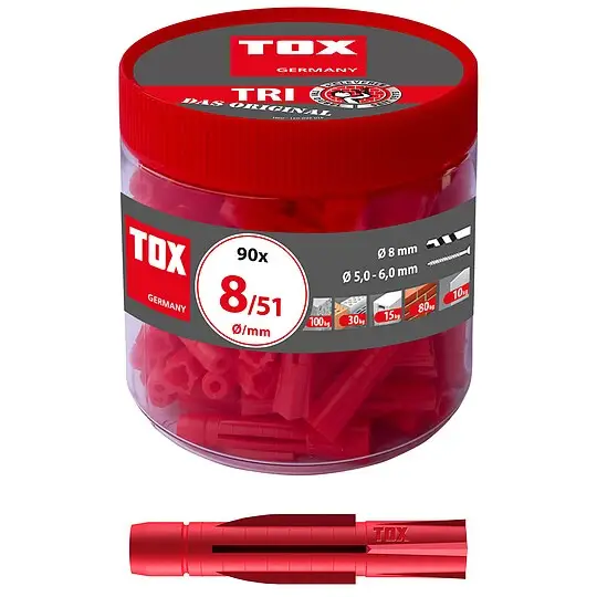 Bestseller TOX Allzweckdübel Tri 8 x 51 mm in Runddose - 90 Stück - 010260051