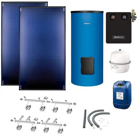 Heißes Angebot Buderus Solaranlage Logaplus S86 - 2 Kollektoren (5,1m²) SKT1.0-s mit Solarspeicher Logalux SM300-C blau - 7739602995