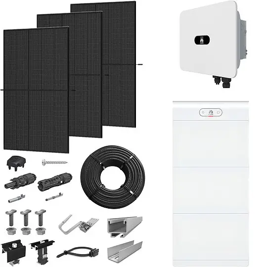 Kracherpreis PV-Komplettanlage 15 kWp mit Huawei Wechselrichter 15 kW + Stromspeicher 21,0 kWh, 36 Solarmodulen Glas-Glas full black & Montagesystem Aufdach