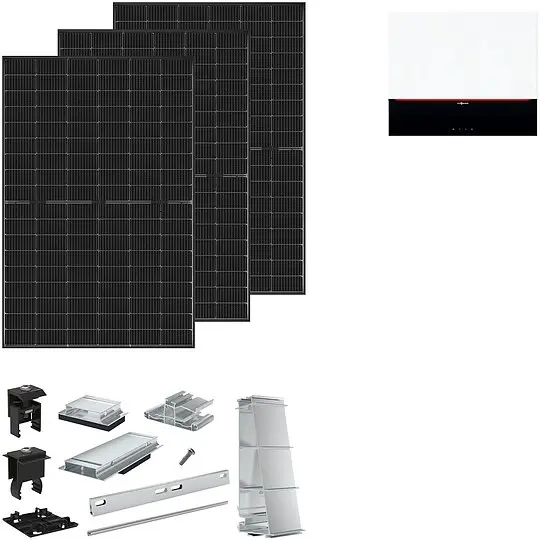 Nur Heute Viessmann PV-Paket XXS mit 10 Modulen Glas-Glas black frame, Montagesystem Flachdach Ost-West - Z032051
