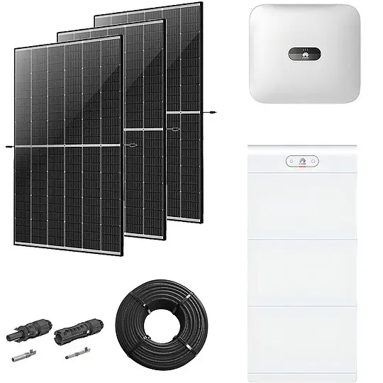 Sale Photovoltaik-Paket 8 kWp mit Huawei Wechselrichter 8 kW + Stromspeicher 15,0 kWh, 20 Solarmodulen Glas-Glas black frame