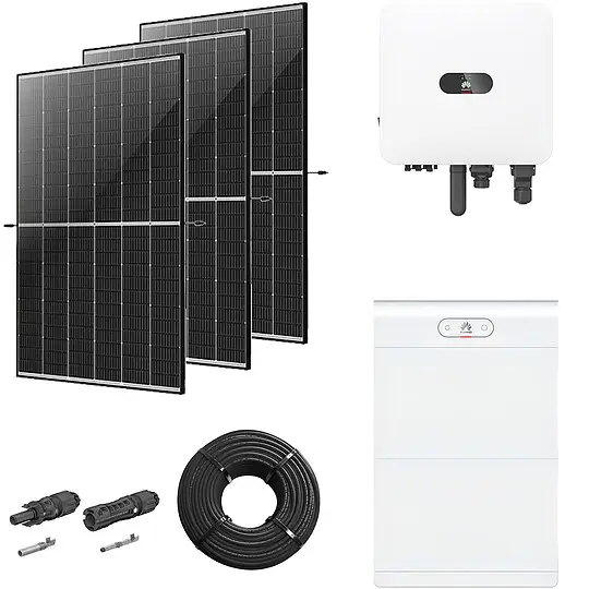 Photovoltaik-Paket 8 kWp mit Huawei Wechselrichter MAP0 8 kW + Stromspeicher 14,0 kWh, 20 Solarmodulen Glas-Glas black frame Mega-Angebot