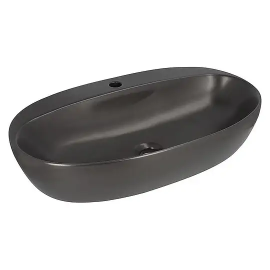 Aufsatz-Waschtisch Elanda 700 x 420 mm, Keramik, mit Hahnloch, schwarz - 93 193 50 Direktkauf