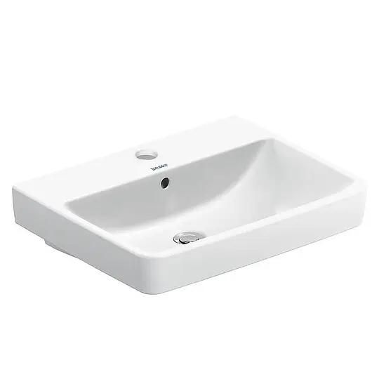 Letzte Chance Waschtisch Duravit No. 1 600 x 175 x 460 mm, mit Überlauf, 1 Hahnloch, weiß - 2375600000