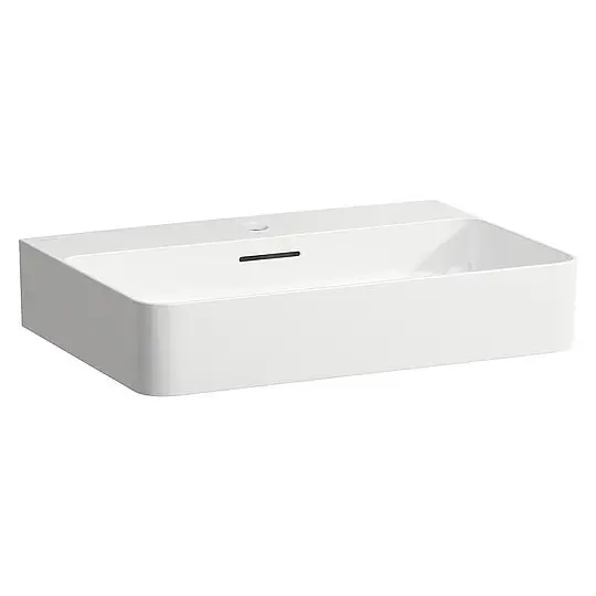 Must-Have Waschtisch Laufen VAL 600 x 155 x 420 mm, mit Überlauf, 1 Hahnloch mittig, weiß - H8102830001041