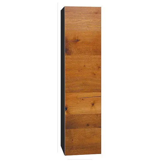 Hochschrank ELA mit Softclose, Korpus schwarz seidenmatt, Front Eiche Furnier dunkel, 400 x 1600 x 350 mm - 93 139 42 Neu