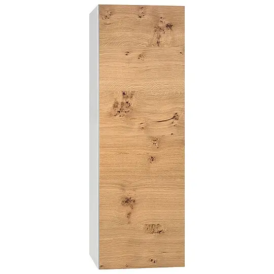 Hochschrank ELA mit Softclose, Korpus weiß seidenmatt, Front Eiche Furnier hell, 400 x 1200 x 350 mm - 93 139 08 Direktkauf