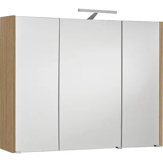 Spiegelschrank mit Beleuchtung Eiche natur, 3 Türen, 950 x 750 x 188 mm Highlight
