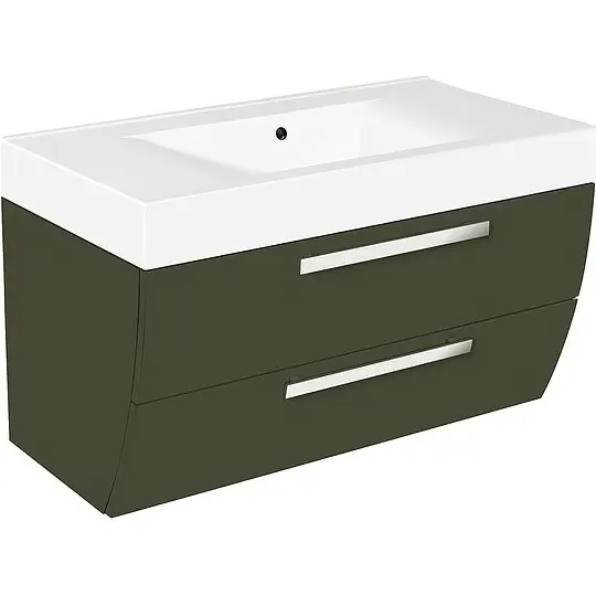 Neu Im Sortiment Evenes Waschtischunterschrank + Mineralguss-Waschtisch ENNA, graphit Hochglanz, 2 Auszüge, 900 x 544 x 500 mm - 93 258 06