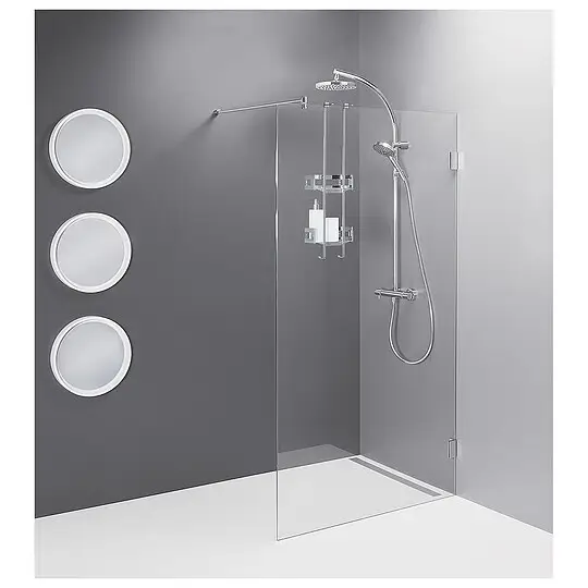 Direkt Vom Hersteller Walk-In Glasduschwand Eloqui mit Wandbeschlägen + Stabilisierungsstange rund 980 x 2000 x 8 mm ESG mit ETC - 93 967 21