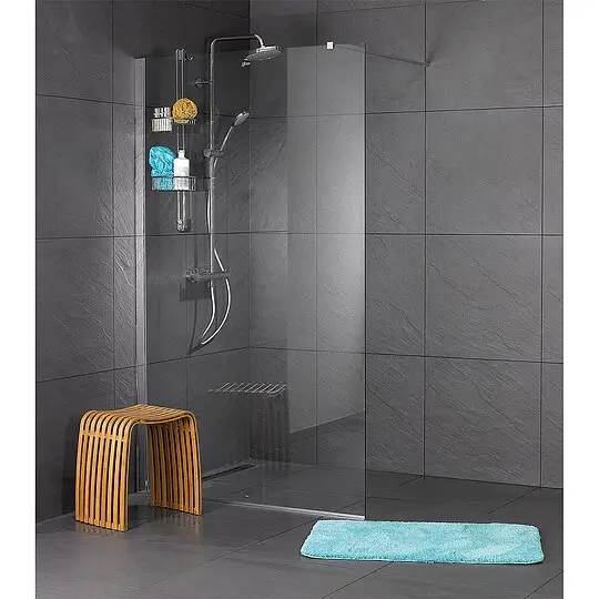 Ausverkauf Walk-In Glasduschwand Ennai mit Wandprofil + Stabilisierungsstange rund 1580 x 2000 x 8 mm ESG mit ETC - 93 967 34