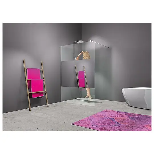 Finale Aktion Walk-In Glasduschwand Elja 2.0 Wandprofil+Stabilisierungsstange rund 980 x 2000 x 8 mm ESG mit ETC