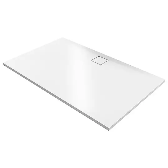 Geprüft Duschwanne Hüppe EasyFlat 1600 x 52 x 800 mm, Mineralguss, Ablauf lange Seite, weiß - EF0106055