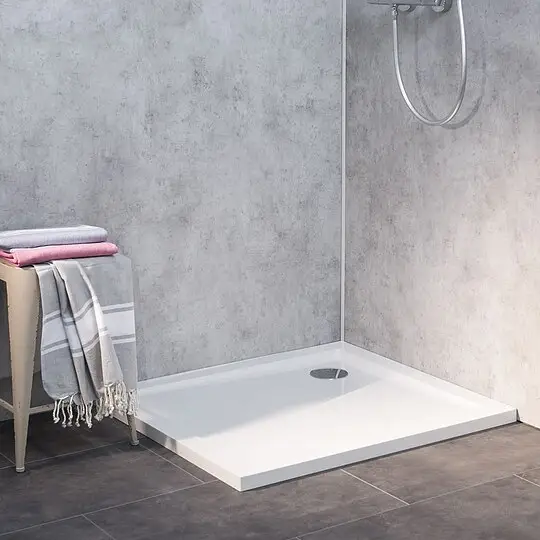 Gratis Versand Combia Duschwanne Rechteck flach aus Mineral-Colorat, weiß - 100 x 90 x 3,5 cm