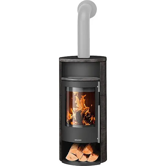 Kaminofen Oranier Polar Neo 8, Keramik Namib / Stahl schwarz, 8 kW - 5568 84 Knallerangebot