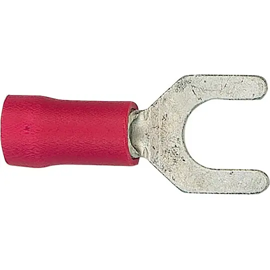 Schneller Versand Kabelschuh in Gabelform isoliert, 100 Stück, rot - bis 1,5 mm², 6,4 mm