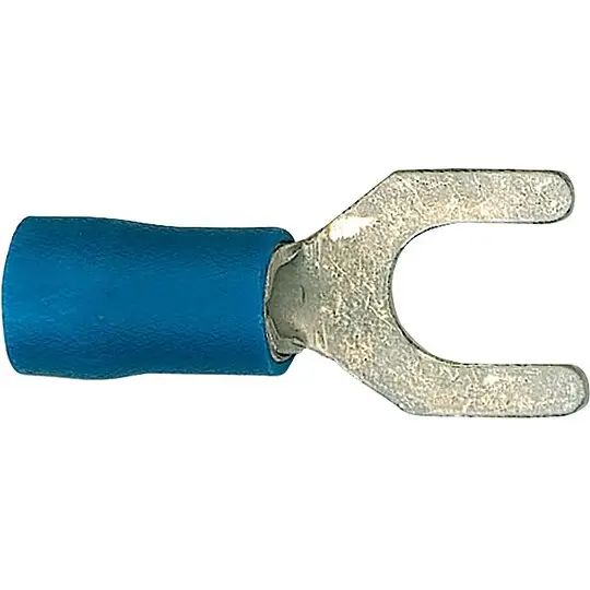 Kabelschuh in Gabelform isoliert, 100 Stück, blau - 2,5 mm², 6,4 mm Kracherpreis