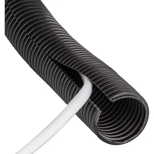 Markenprodukt Kunststoffwellrohr geschlitzt PP-mod, NW 29 schwarz - Rolle 25m