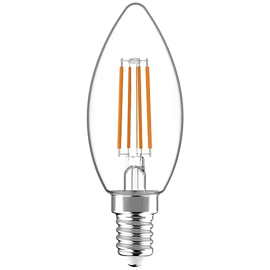 Garantierte Lieferung LED's light LED Filament Leuchtmittel - Kerze C35, E14, 4.5W, 2700K, Klar 330° - dimmbar - 470 lm