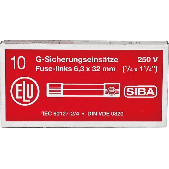 Neu Feinsicherung flink Glasrohr 6,3 A (6,3x32 mm) - 10 Stück