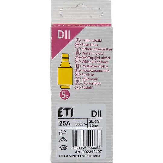 Schnäppchen ETI Diazed-Sicherungseinsatz DII 25 A - 5 Stück