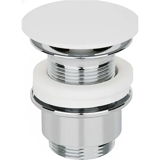 Schaftventil 1 1/4'' Messing verchromt, Abdeckplatte weiss lackiert - Ø 63 x 30 - 45 mm Markenprodukt