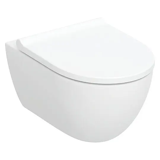 Aktuell Combi-Pack Geberit Acanto Wand-Tiefspül-WC, spülrandlos & WC-Sitz Softclose, QuickRelease, TurboFlush, KeraTect, weiß - 502774008