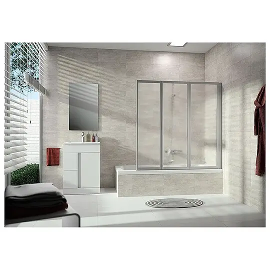 Badewannenaufsatz Hüppe Combinett 2-teilig, silber matt Glas klar, 1000-1015 x 1400 mm - AC0101087321 Rabatt