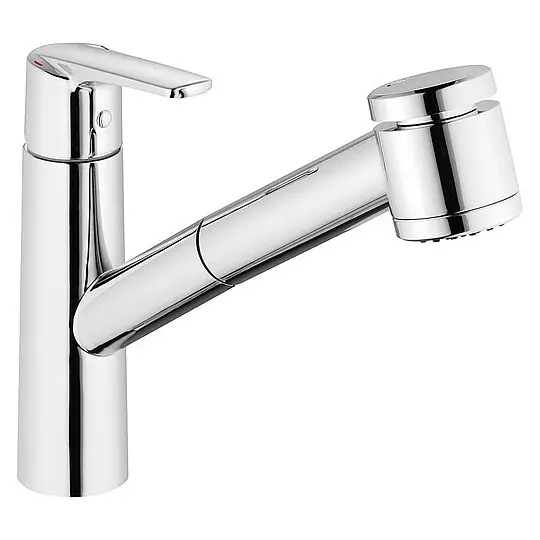 Spültischmischer Heinrich Schulte Alpha 300 herausziehbare Geschirrbrause, Ausladung 216 mm, chrom - Z059803-00010 Neu Im Sortiment