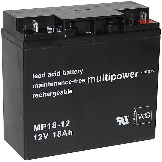 Multipower Blei-Akku MP 18 - 12, Pb 12V/18 Ah - Stecksystem M5 - Kapazität 18000 mAh Kostenfreie Lieferung