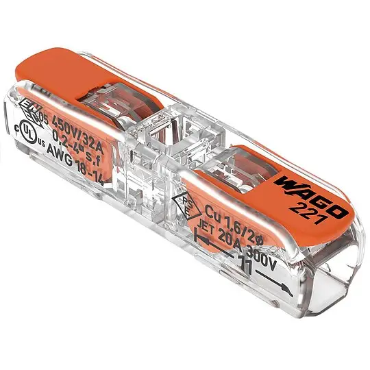 Top-Angebot Wago Durchgangsverbinder mit Hebel 221-2411, 60 Stück, Deckelfarbe transparent - Anschlussquerschnitt 0,2 - 4,0 mm²